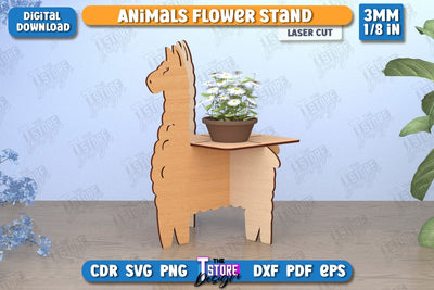 Lama Flower Stand Laser Cut | Garden Design | Home Decor | Flower Holder | CNC File SVG The T Store Design 