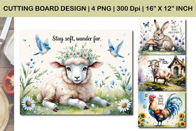 Lamb cutting board design, bunny cutting board artwork Sublimation Paper Switch 