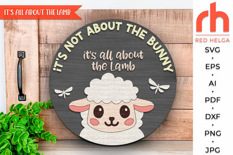 Lamb Door Sign SVG, Easter Hanger Cut File, Cute Sheep DXF SVG RedHelgaArt 