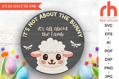 Lamb Door Sign SVG, Easter Hanger Cut File, Cute Sheep DXF SVG RedHelgaArt 