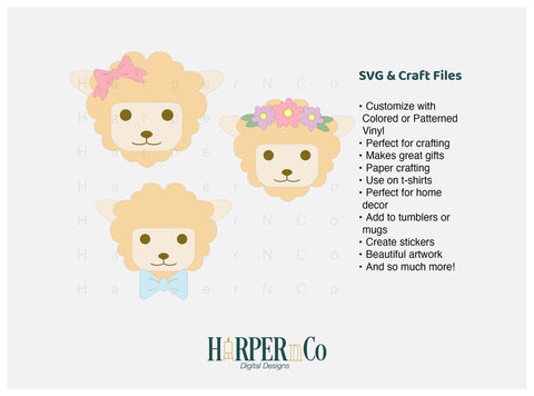 Lamb with Bows and Flowers SVG PNG Cut EPS File SVG HarperNCo 