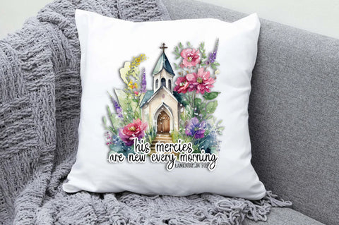 Lamentations 3:23 Printable, His Mercies Are New Every Morning, Watercolor Floral, Christian Bible Verse, Sublimation Design Download, PNG Sublimation Jagonath Roy 