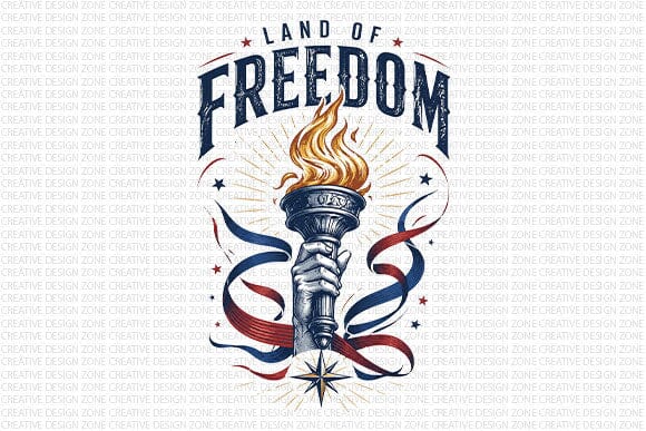 Land of Freedom Torch PNG | Patriotic Sublimation Design SVG BillahCrafts 