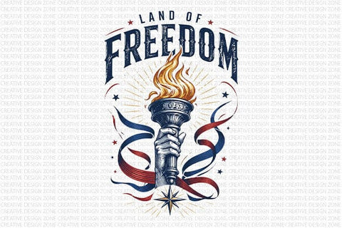 Land of Freedom Torch PNG | Patriotic Sublimation Design SVG BillahCrafts 