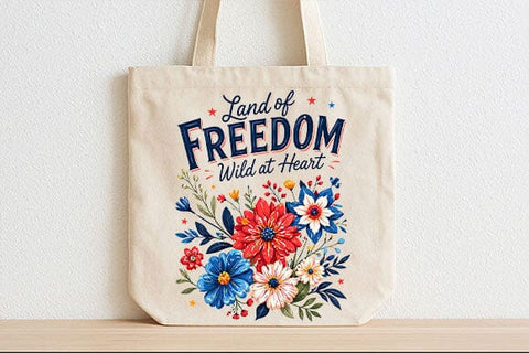 Land of Freedom Wild at Heart PNG | Patriotic Floral Sublimation Design SVG BillahCrafts 