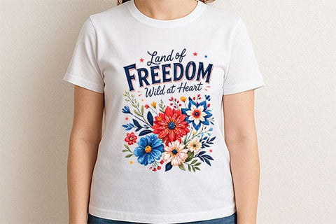 Land of Freedom Wild at Heart PNG | Patriotic Floral Sublimation Design SVG BillahCrafts 
