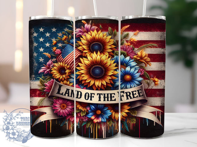 Land Of The Free 20oz Skinny Tumbler, 4th of July Tumbler Png, Straight & Tapered Tumbler Wrap, Instant Digital Download Sublimation ToriDesigns 