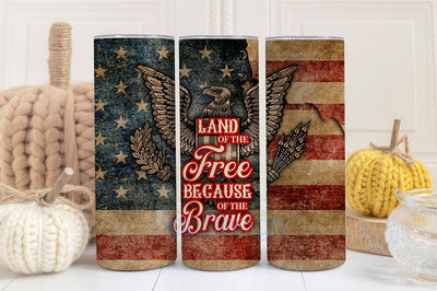 Land Of The Free 20oz Skinny Tumbler Sublimation Design Digital Download PNG Instant, Patriotic Tumbler Wrap Sublimation BouDesign 