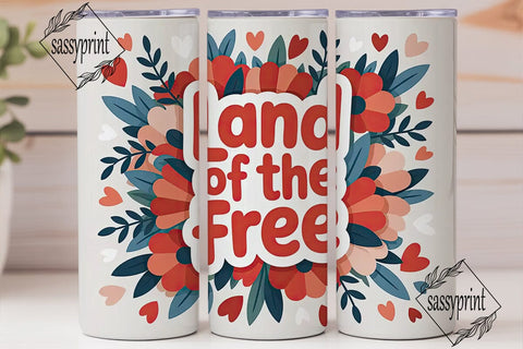 Land of the Free 20oz Tumbler Wrap Sublimation sassyprint 