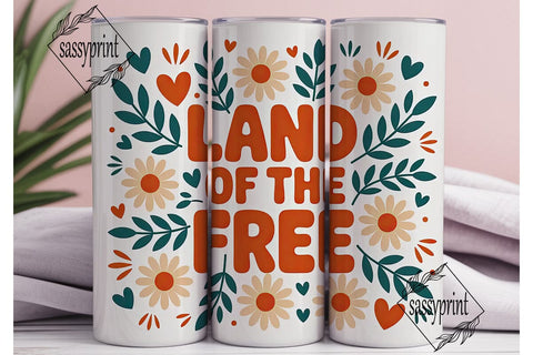 Land of the Free 20oz Tumbler Wrap Sublimation sassyprint 
