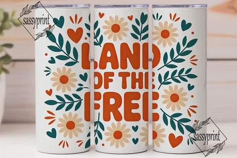 Land of the Free 20oz Tumbler Wrap Sublimation sassyprint 