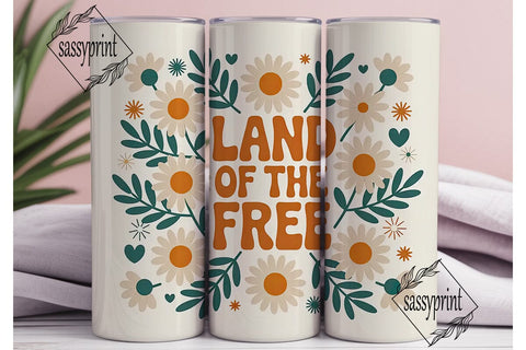 Land of the Free 20oz Tumbler Wrap Sublimation sassyprint 