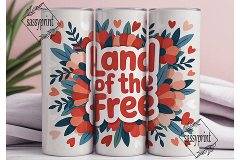 Land of the Free 20oz Tumbler Wrap Sublimation sassyprint 