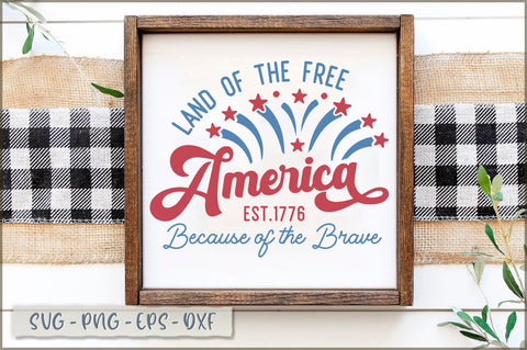 Land of the free america est.1776 because of the brave Sign SVG SVG Shetara Begum 