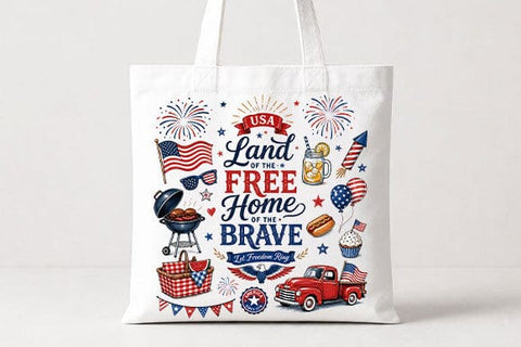 Land of the Free Home of the Brave Patriotic USA PNG SVG BillahCrafts 