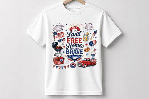 Land of the Free Home of the Brave Patriotic USA PNG SVG BillahCrafts 