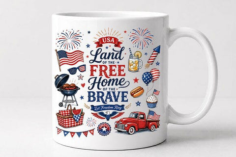 Land of the Free Home of the Brave Patriotic USA PNG SVG BillahCrafts 