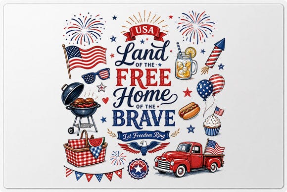 Land of the Free Home of the Brave Patriotic USA PNG SVG BillahCrafts 