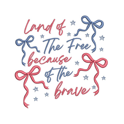 Land of the Free Patriotic Memorial Day Quote Machine Embroidery Design, 4 sizes, Instant Download Embroidery/Applique DESIGNS Nino Nadaraia 