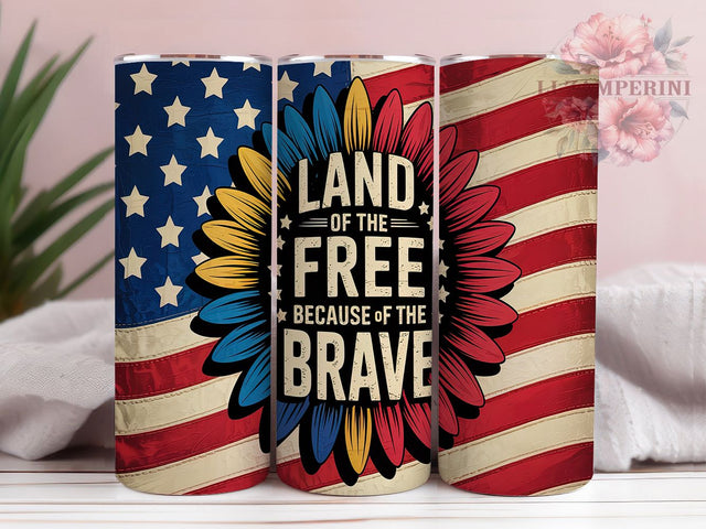 Land of the Free Patriotic Tumbler Wrap, 4th Of July Wrap, Patriotic Tumbler Design, USA Flag Tumbler, Freedom Tumbler Wrap, Independence Day Sublimation, 20oz Skinny Tumbler Design Sublimation Li Zamperini 