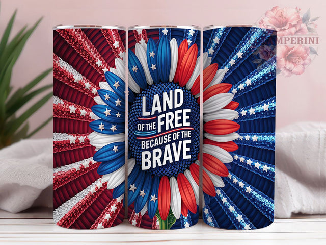 Land of the Free Patriotic Tumbler Wrap, 4th Of July Wrap, Patriotic Tumbler Design, USA Flag Tumbler, Freedom Tumbler Wrap, Independence Day Sublimation, 20oz Skinny Tumbler Design Sublimation Li Zamperini 