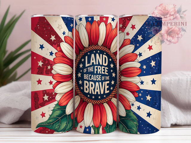 Land of the Free Patriotic Tumbler Wrap, 4th Of July Wrap, Patriotic Tumbler Design, USA Flag Tumbler, Freedom Tumbler Wrap, Independence Day Sublimation, 20oz Skinny Tumbler Design Sublimation Li Zamperini 