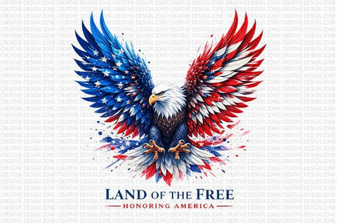 Land of the Free PNG Patriotic Eagle Sublimation Design SVG BillahCrafts 