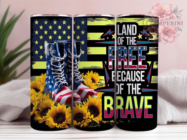 Land of the Free Tumbler Wrap, Land of the Free Design, 20oz Sublimation Template, Skinny Tumbler Wrap, Digital Download, Veteran Gift Idea, Independence Day Art Sublimation Li Zamperini 