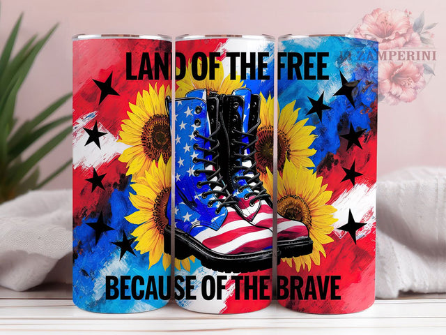 Land of the Free Tumbler Wrap, Land of the Free Design, 20oz Sublimation Template, Skinny Tumbler Wrap, Digital Download, Veteran Gift Idea, Independence Day Art Sublimation Li Zamperini 