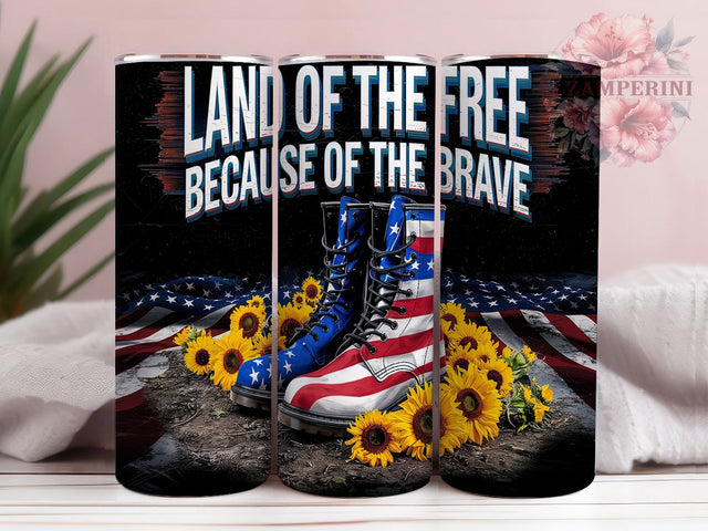Land of the Free Tumbler Wrap, Land of the Free Design, 20oz Sublimation Template, Skinny Tumbler Wrap, Digital Download, Veteran Gift Idea, Independence Day Art Sublimation Li Zamperini 
