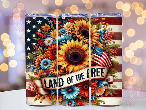 Land of the Free USA 20oz Tumbler Wrap Sublimation Design, Straight Tapered Tumbler Wrap, 4th of July Tumbler Png, Instant Digital Download Sublimation SvggirlplusArt 