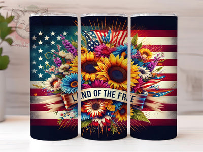 Land Of The Free USA Flag 20oz Tumbler Png, Straight & Tapered Tumbler Png, 4th of July Tumbler Png, Digital Download PNG Sublimation Lara' s Designs 