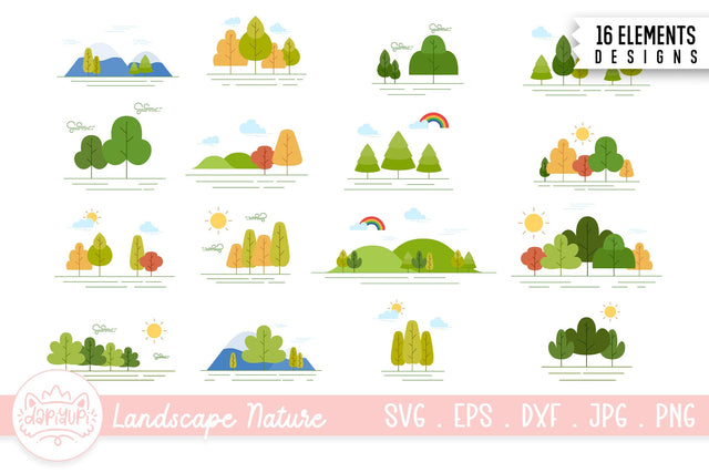 Landscape Nature Flat Illustration Bundle SVG dapiyupi store 