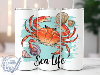 Large Crab Ocean Life 20oz Tumbler, Large Crab, Sea Life, Tumbler Wrap, Sublimation Design, 20oz Tumbler, Marine Theme Sublimation ToriDesigns 