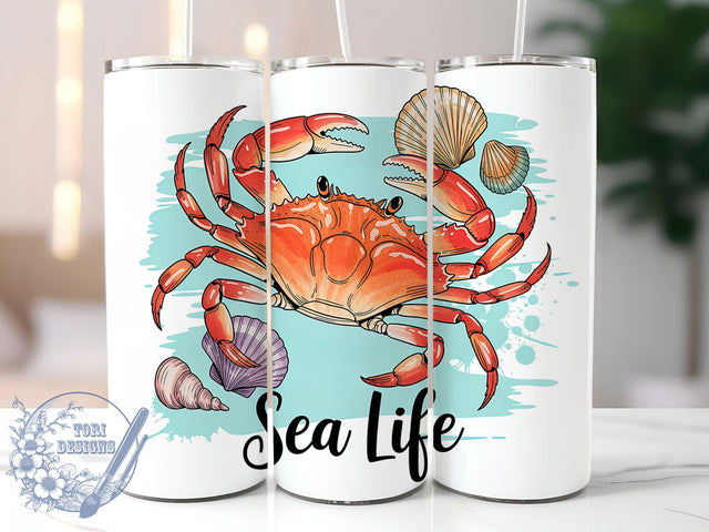 Large Crab Ocean Life 20oz Tumbler, Large Crab, Sea Life, Tumbler Wrap, Sublimation Design, 20oz Tumbler, Marine Theme Sublimation ToriDesigns 