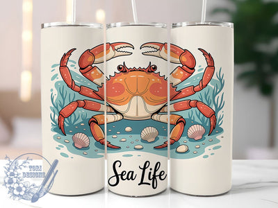 Large Crab Ocean Life 20oz Tumbler, Large Crab, Sea Life, Tumbler Wrap, Sublimation Design, 20oz Tumbler, Marine Theme Sublimation ToriDesigns 
