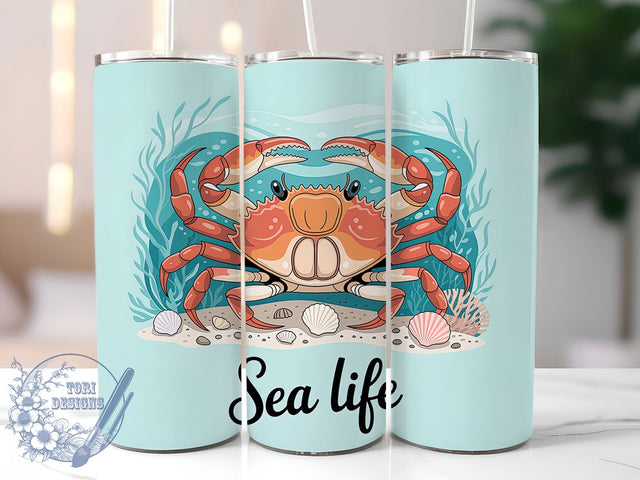 Large Crab Ocean Life 20oz Tumbler, Large Crab, Sea Life, Tumbler Wrap, Sublimation Design, 20oz Tumbler, Marine Theme Sublimation ToriDesigns 