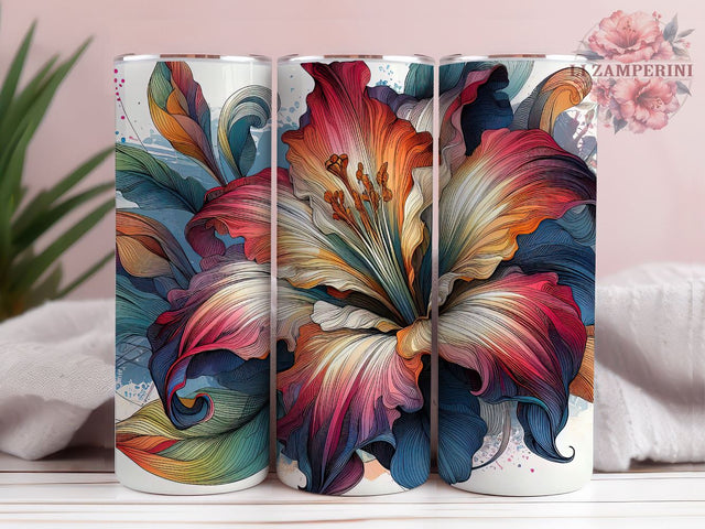 Large Flower Tumbler Colorful, Flower Tumbler Gift For Her, Floral Lover, Instant Digital Download PNG, Straight & Tapered Tumbler Wrap PNG Sublimation Li Zamperini 