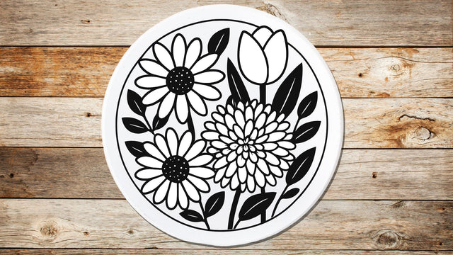 Large Round Floral Bouquet SVG | Filled and Outline Designs | Round Door Sign Spring Wreath | Cricut Silhouette Ready SVG So Fontsy VIP Design Shop 