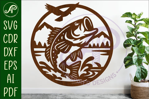 Largemouth Bass Fish wall sign svg laser cut SVG APInspireddesigns 