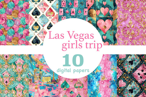 Las Vegas Girls Trip Paper | Party Seamless Pattern Digital Pattern GlamArtZhanna 