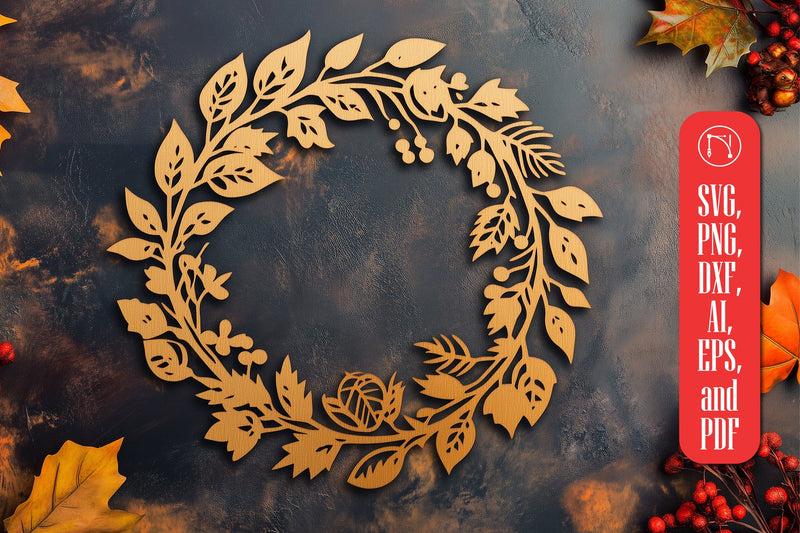laser-cut Autumn Wreath SVG Cut file SVG MD JOYNAL ABDIN 