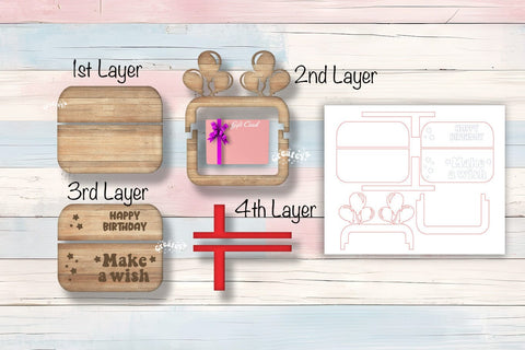 Laser cut Birthday gift card holder Laser Cut Happy Birthday Layered Card Holder SVG Personalized svg Bundle SVG Createya Design 