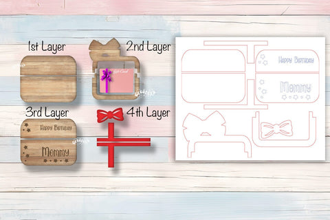 Laser cut Birthday gift card holder Laser Cut Happy Birthday Layered Card Holder SVG Personalized svg Bundle SVG Createya Design 