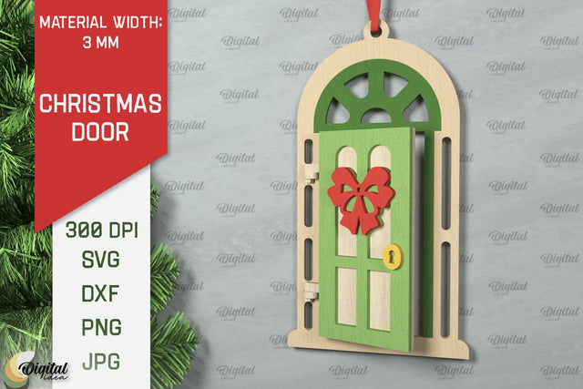 Laser Cut Christmas Door Decoration. Christmas Door Ornament SVG Evgenyia Guschina 