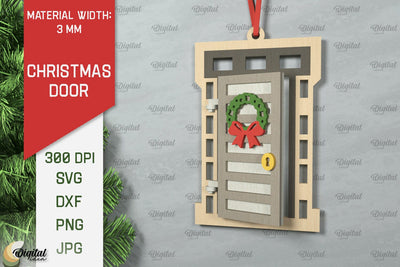 Laser Cut Christmas Door Decoration. Christmas Door Ornament SVG Evgenyia Guschina 