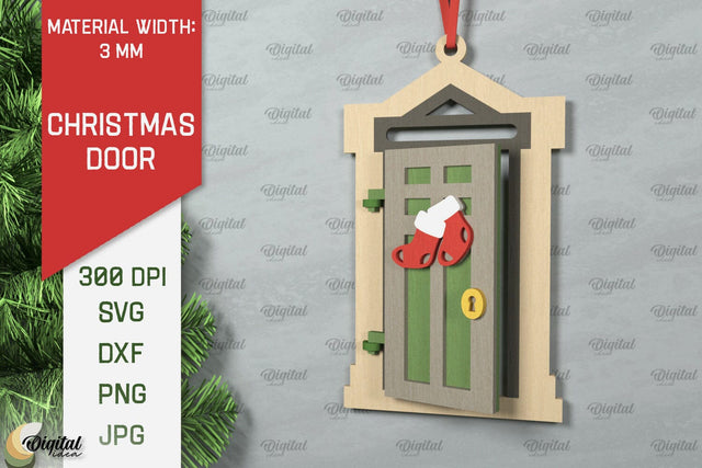 Laser Cut Christmas Door Decoration. Christmas Door Ornament SVG Evgenyia Guschina 