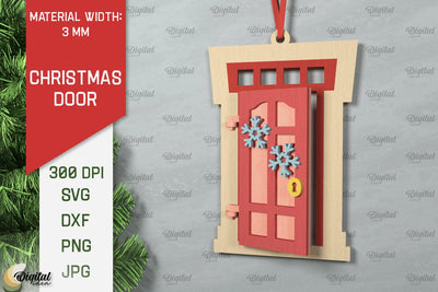 Laser Cut Christmas Door Decoration. Christmas Door Ornament SVG Evgenyia Guschina 