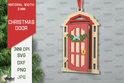 Laser Cut Christmas Door Decoration. Christmas Door Ornament SVG Evgenyia Guschina 
