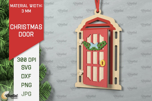 Laser Cut Christmas Door Decoration. Christmas Door Ornament SVG Evgenyia Guschina 